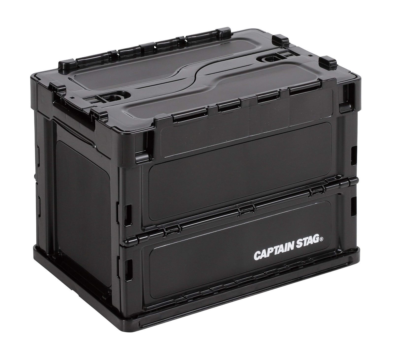 【人気商品】日本製 ブラック 【容量20L/49.5L/51.3L】 ロックフタ付き FDコンテナ フラップ付き 折りたたみコンテナ UL-1068/UL-1069/UL-1076 オリコン STAG) キャプテンスタッグ(CAPTAIN 限定】 【