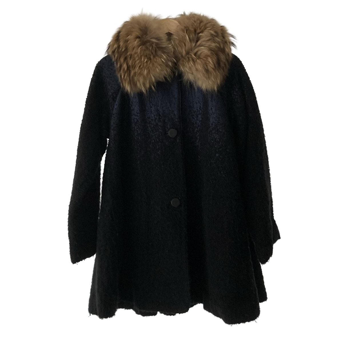 REKISAMI レキサミ コート サイズ36 S レディース - 黒×ネイビー 長袖 ファー 秋 冬