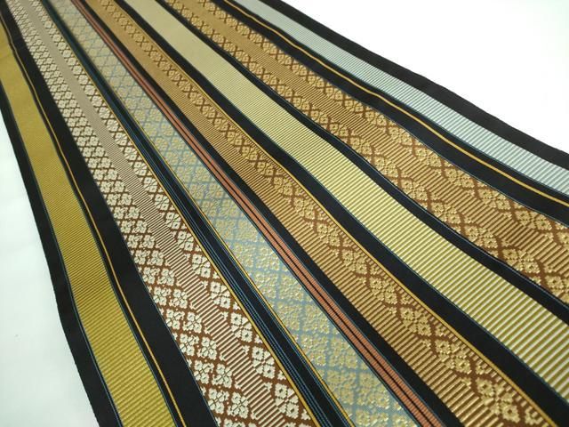 平和屋本店□極上 博多織人 黒木織物 本場筑前博多帯 両面 全通柄袋帯