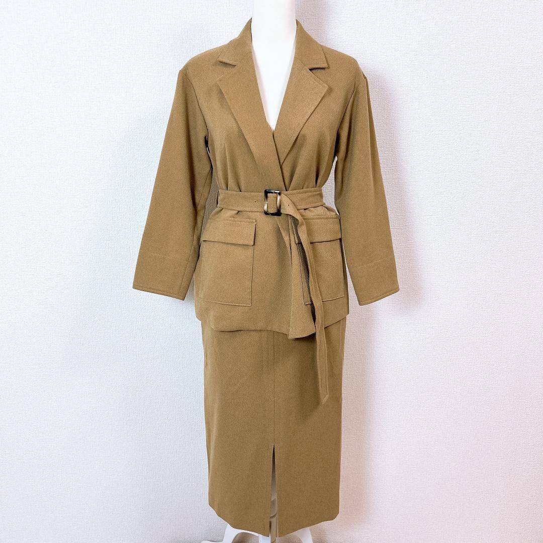 ナノユニバース セットアップスーツ ジャケットスカート ベルト付 38 □