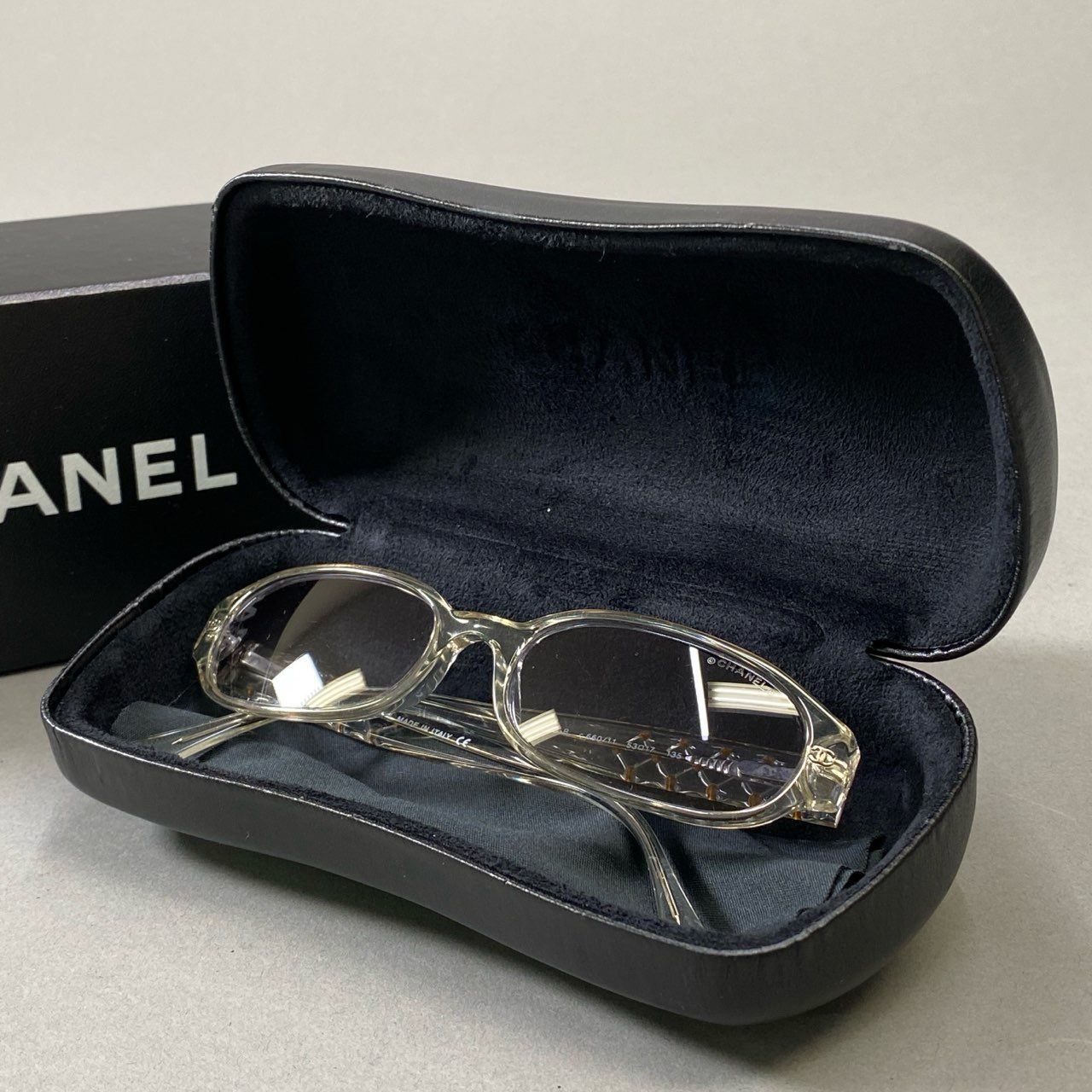j3 CHANEL シャネル マトラッセ サングラス 53□17 クリア グレーグラデーション ラインストーン メガネ 眼鏡 アイウェア ハードケース付t18r