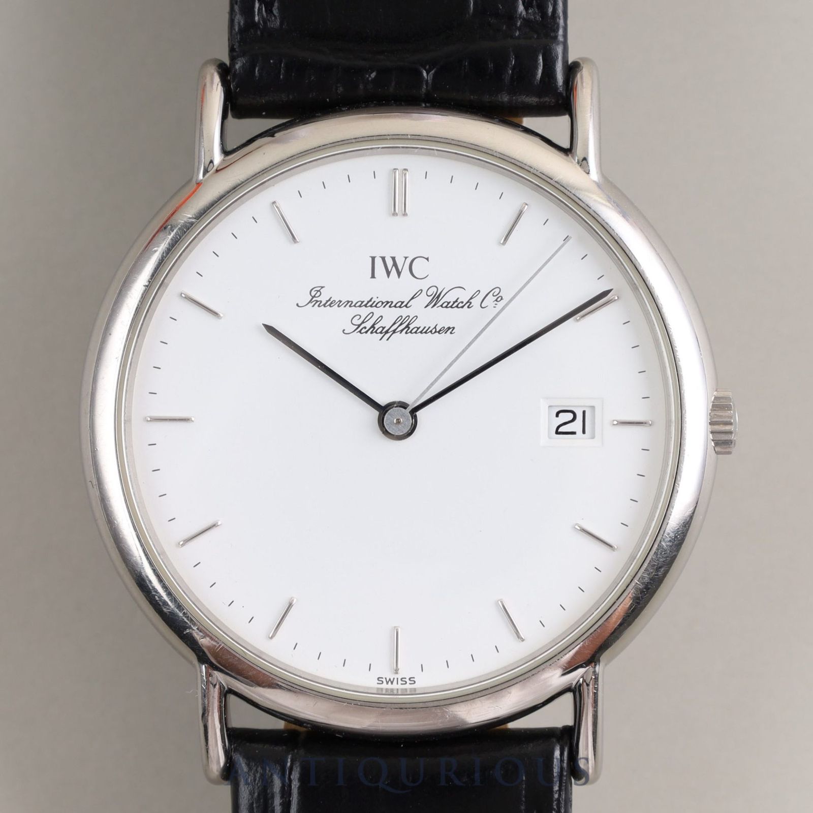 IWC アイダブリュシー PORTOFINO ポートフィノ IW333105 クォーツ Cal.IW2210 SS 革 純正尾錠 ホワイト文字盤