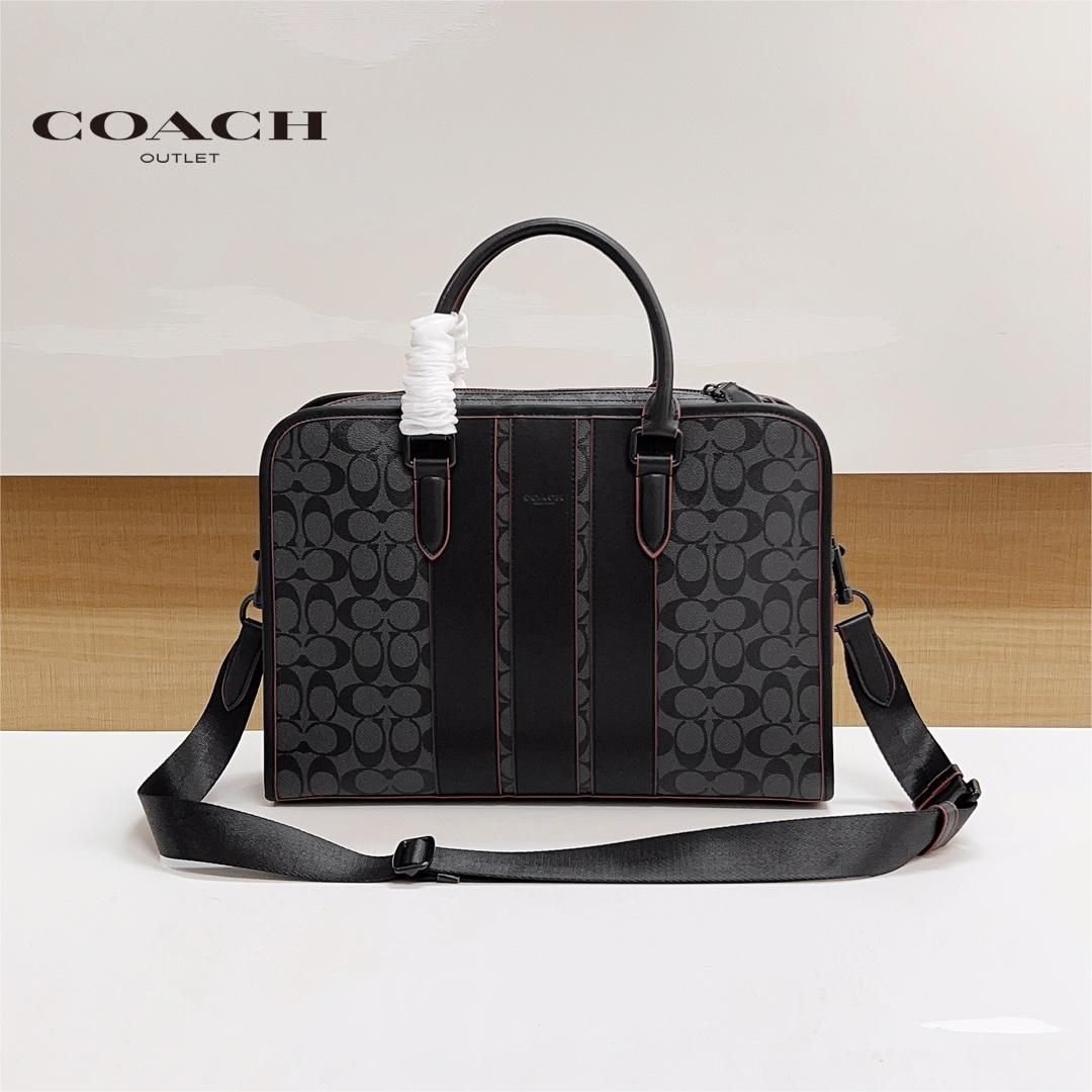 コーチ COACH ビジネスバッグ F23212 レザー PVC 2way メンズ シグネチャー ブリーフケース A4 通勤 大容量 ブラック -  メルカリ