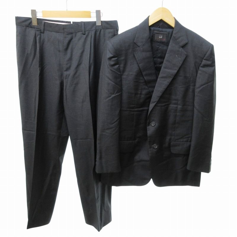 ダンヒル dunhill ビジネススーツ 3ピース セットアップ ジャケット パンツ ベスト 総裏 2B ウール M 黒 ブラック 0616 IBO71