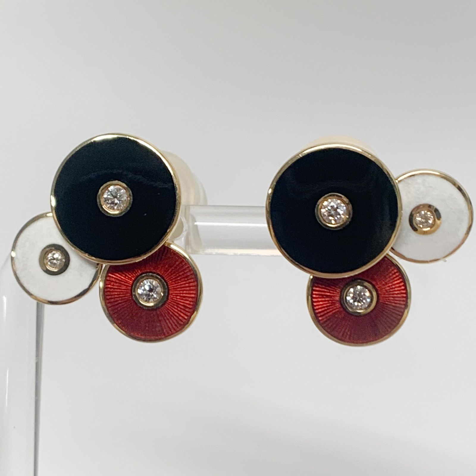 FABERGEファベルジェ 天然ダイヤモンド エナメル イヤリング 18Kt