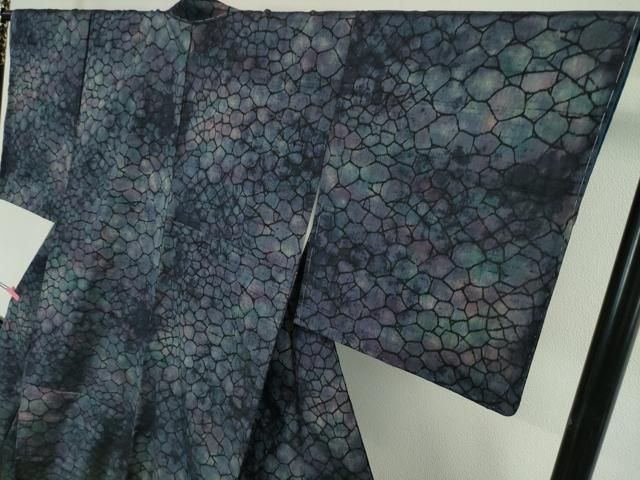 平和屋本店□極上 結城紬 織こもん 石畳 証紙・証明書付き 逸品 未使用