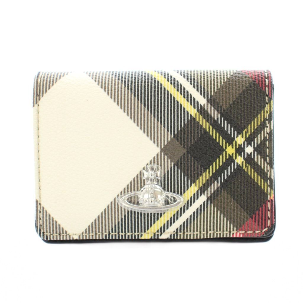 ヴィヴィアンウエストウッド Vivienne Westwood DERBY BUSINESS CARD HOLDER カードケース 名刺入れ 二つ折り レザー チェック柄 マルチカラー 51040053-10256 |KU