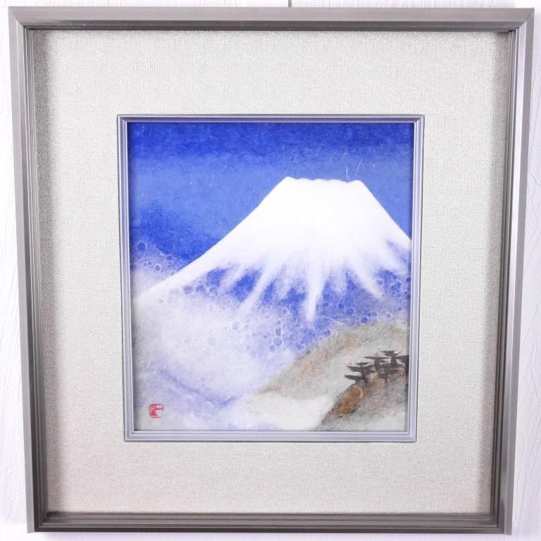 山内一生 『 富嶽 』和紙工芸 作家 落款 ・ 共シール 有 Amazon.co.jp: 山内一生 『 富嶽 』 赤富士 和紙工芸 落款 共