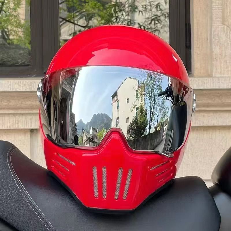 艶ありレッド赤いトレロフルフェイスヘルメット クラシックヘルメット 