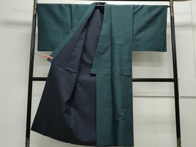 平和屋着物○男性 紬 黒緑色 正絹 逸品 CAAZ1112vf