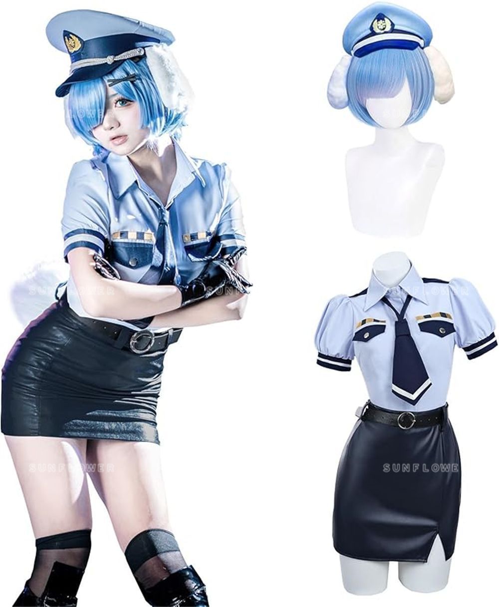 レム コスプレ 犬の警察官 Reゼロ コスプレ衣装 大人用 仮装 文化祭 Rem cosplay イベント 撮影会 忘年会 学園祭 遊園会 変身 変装 仮装 ハロウィン クリスマス コスチューム 誕生日 プレゼント 
