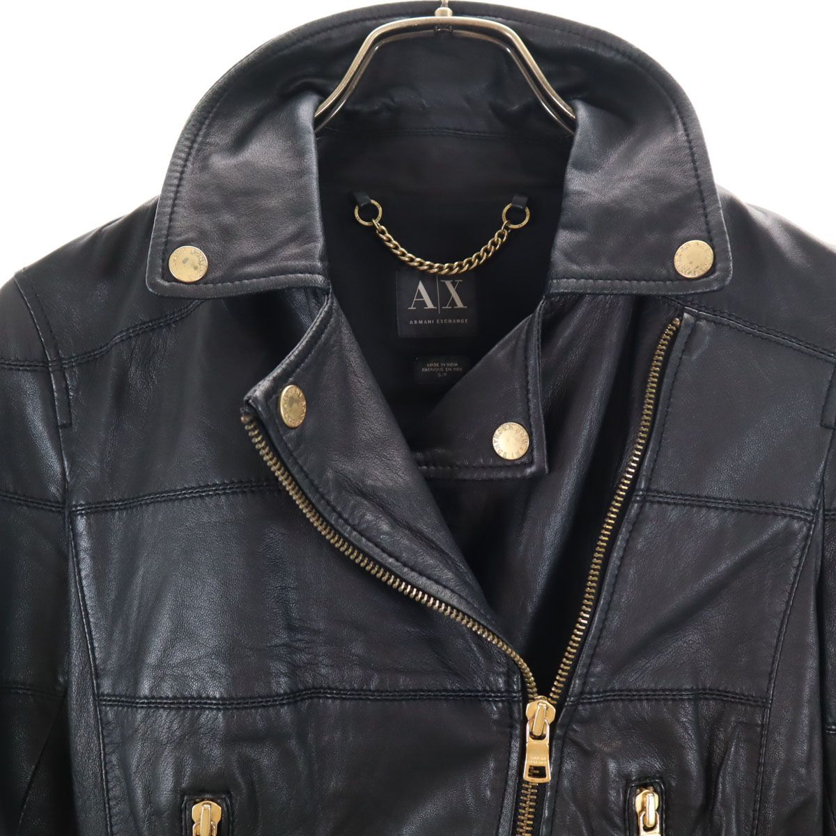ARMANI EXCHANGE アルマーニエクスチェンジ レザージャケット S ブラック レディース 古着 GULLKHAN_COM