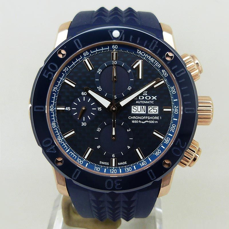 中古美品エドックス【EDOX】 01122-37RBU35-BUIR3 クロノオフショア1 ...