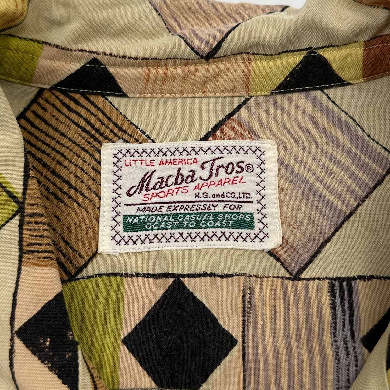 90s Macba Tros アート デザイン オープンカラー アーガイル風 ひし形