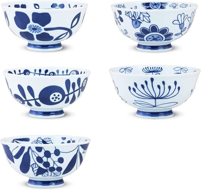 シートゥーシー ジャパン(Ctoc Japan) 飯碗 青 Φ12x6.1cm お茶碗 HASAMI ナチュラル 絵変り 飯碗 5個 セット 952428 5個入