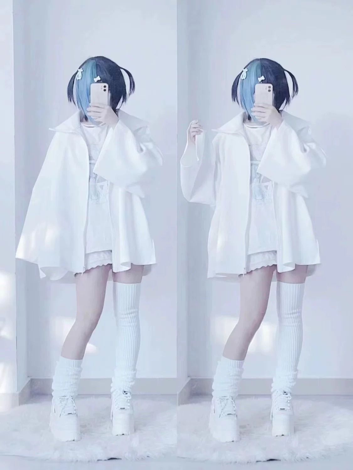 レフレム REFLEM アウター もこもこ サブカル 天使界隈 水色界隈 白