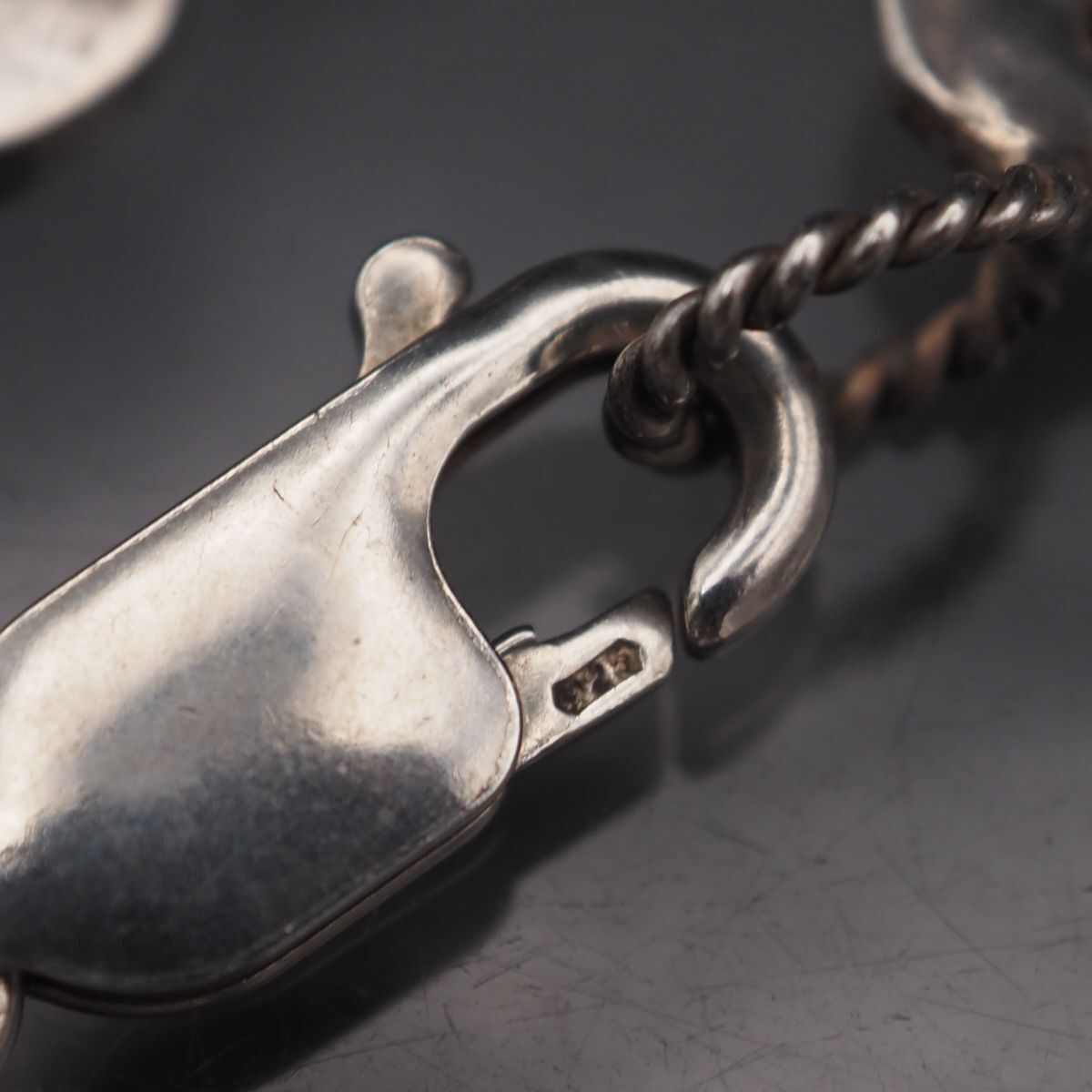 C115 ヴィンテージ 925刻印 ブレスレット ハート デザイン