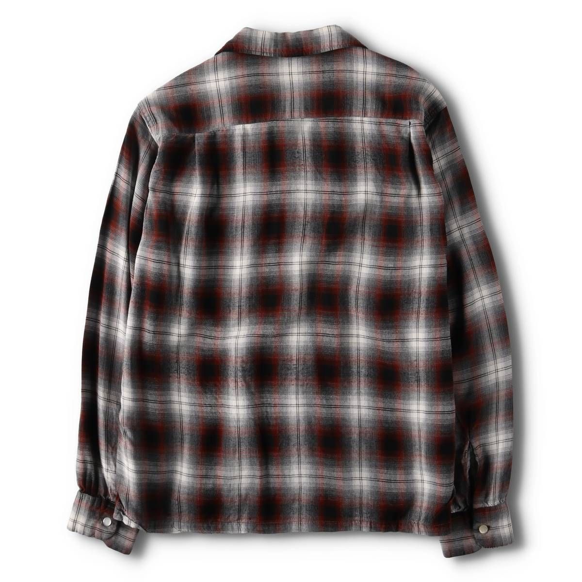 古着 60年代 ゴールデン クラウン GOLDEN CROWN オンブレチェック オープンカラー レーヨンボックスシャツ メンズM相当/eva003739