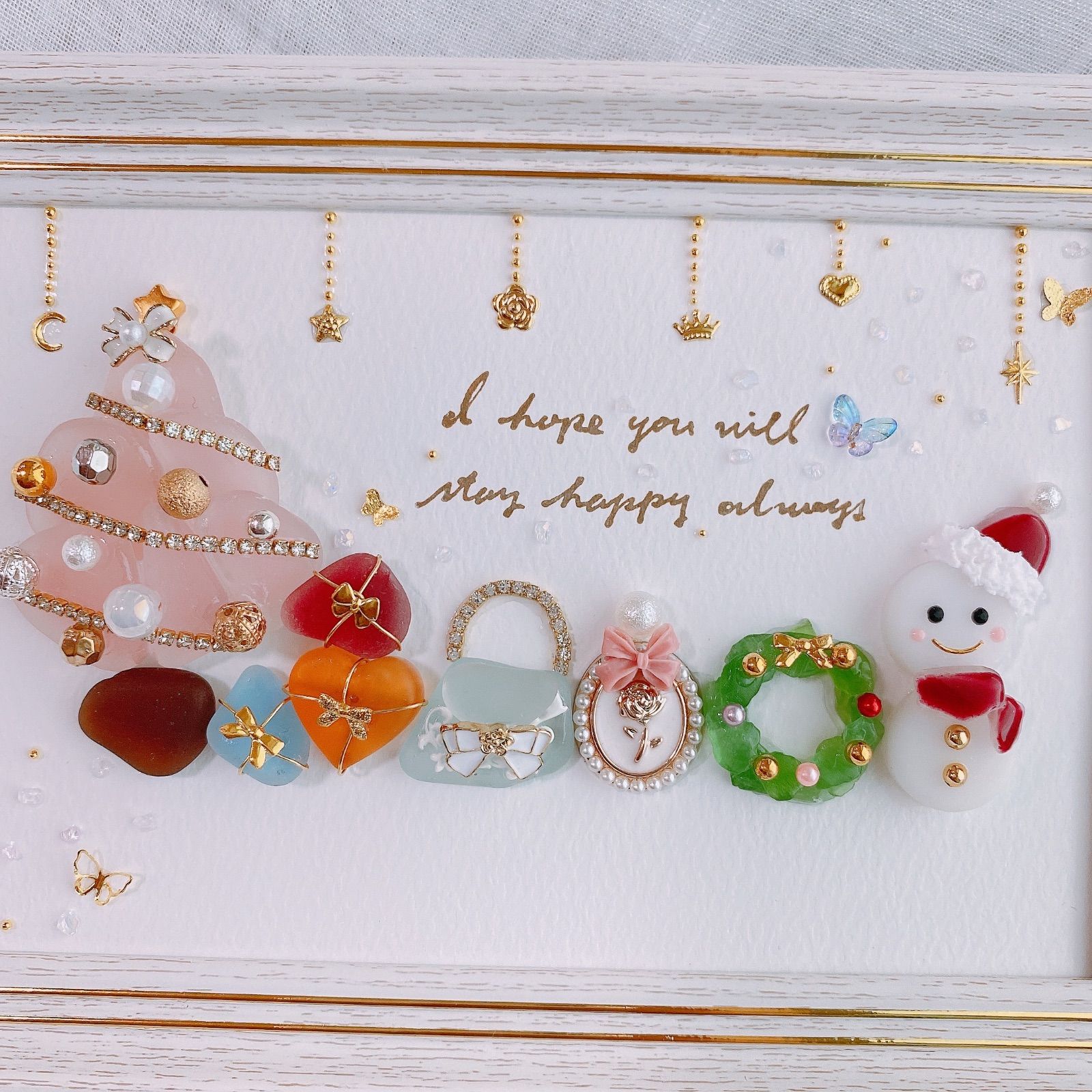 Holy Snowy Reunion.*』シーグラスアート クリスマス 淡い緑色の