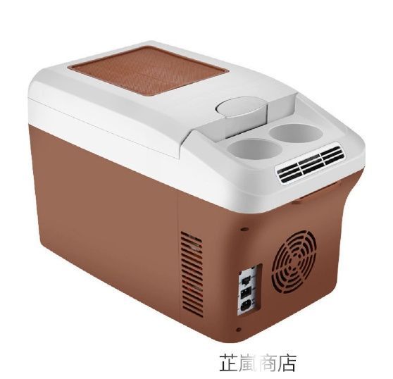 15L車載冷蔵庫 ポータブル冷蔵庫 -5℃～ 65℃調整 持ち運べる小型冷蔵庫 クーラーボックス 家用車載用 静音 DC12V AC110V ブラウン