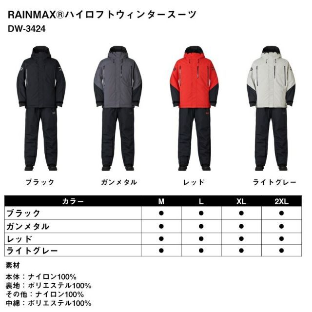 ダイワ DW-3424 レインマックス ハイロフトウィンタースーツ 2XL
