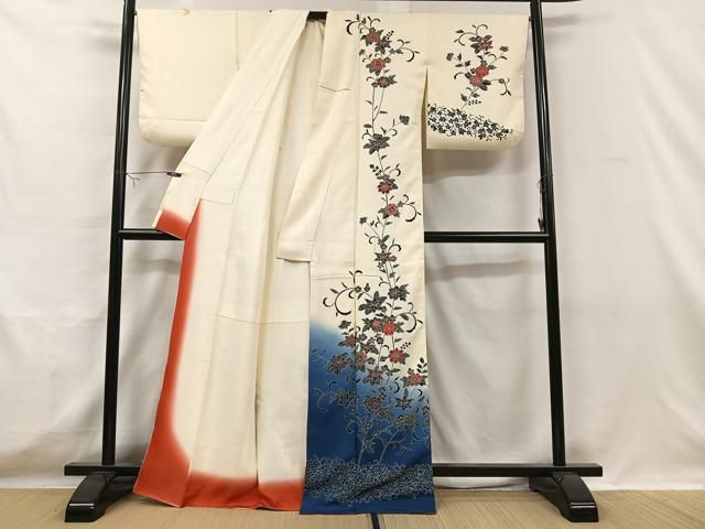 平和屋着物○染織作家 染織デザイナー 大島明 訪問着 花鳥文 金銀彩