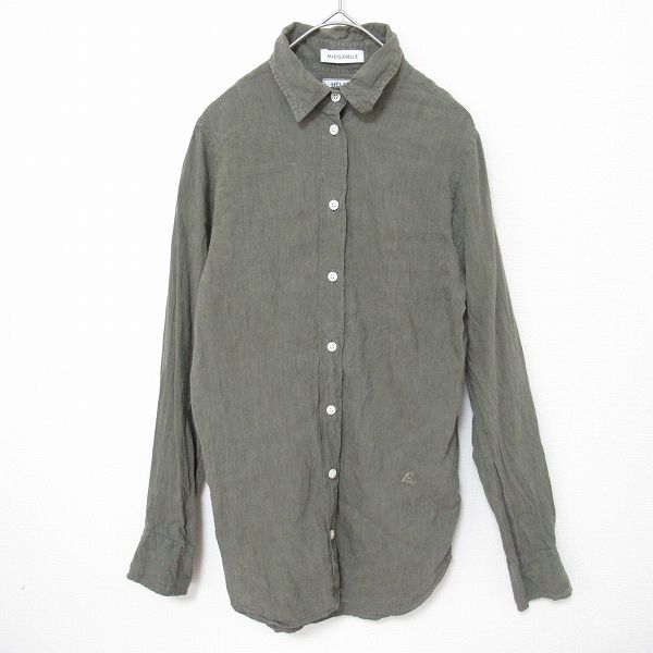 マディソンブルー シャツ ブラウス ロゴ刺繍 シルクリネン レディース a 964984 ss