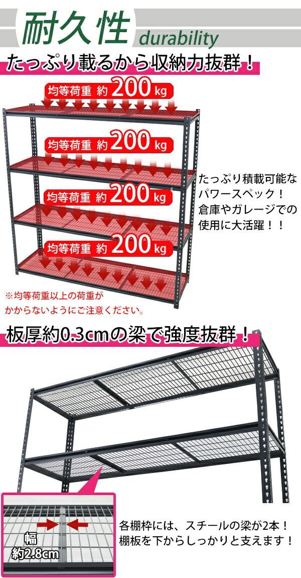 スチールラック プロ仕様 5段 高耐荷重 ガレージラック 大型 倉庫 車庫ラック ガレージラック スチールラック大型 スチールラック プロ仕様 5段 高耐
