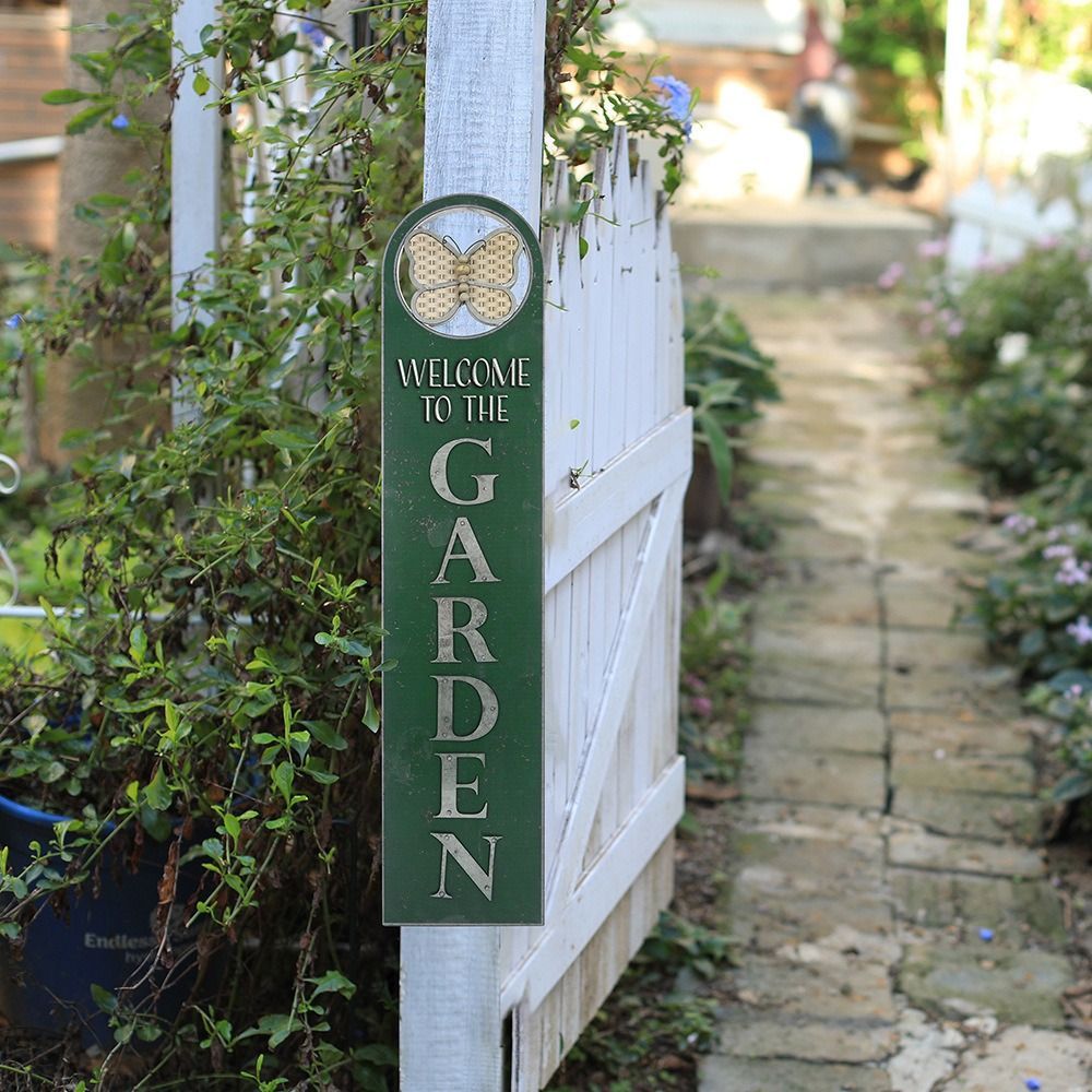 グリーン GARDEN ガーデン ガーデンインテリア おしゃれ シャビーシック ガーデン雑貨 蝶 看板 8-14 お洒落 庭 雑貨 庭の装飾 インテリア ガーデンオブジェ ガーデンサイン シャビー加工 エレガント ガーデニング ヴィンテージ調