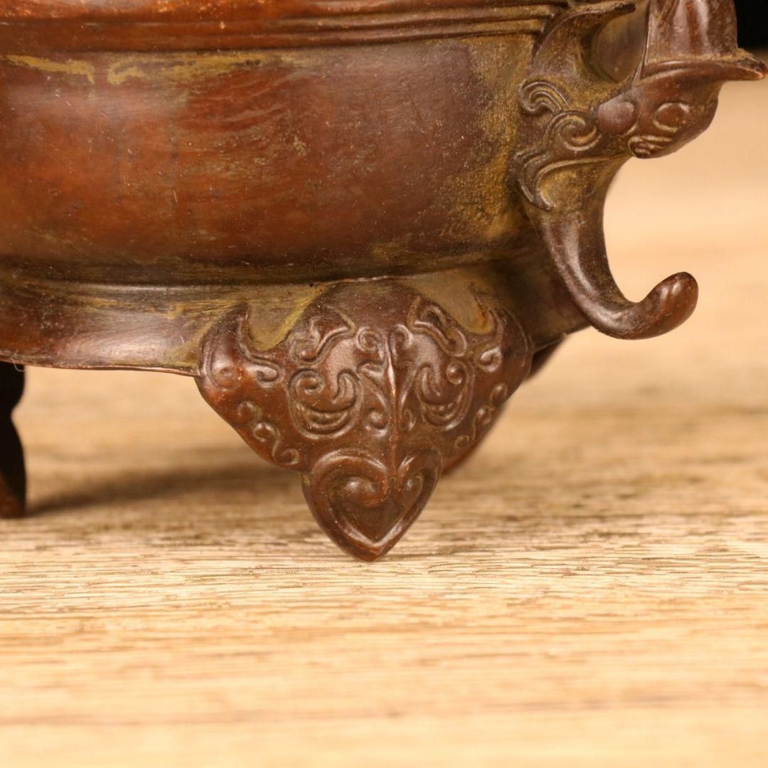 銅器 香炉 海獣両耳薫炉 三足銅炉茶道香炉 装飾品 工芸品 置物