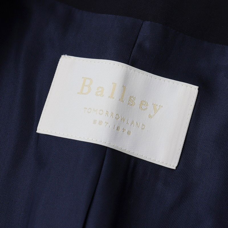 美品 ボールジィ ドライダブルクロス ノーカラージャケット 38 L ネイビー ドライダブルクロス ノーカラージャケット｜トゥモローランド