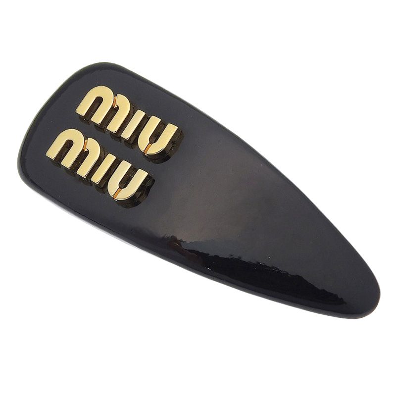 miu miu ロゴ入りヘアクリップ　ブラック 約8cm miu miu ロゴ入りヘアクリップブラック 約8cm