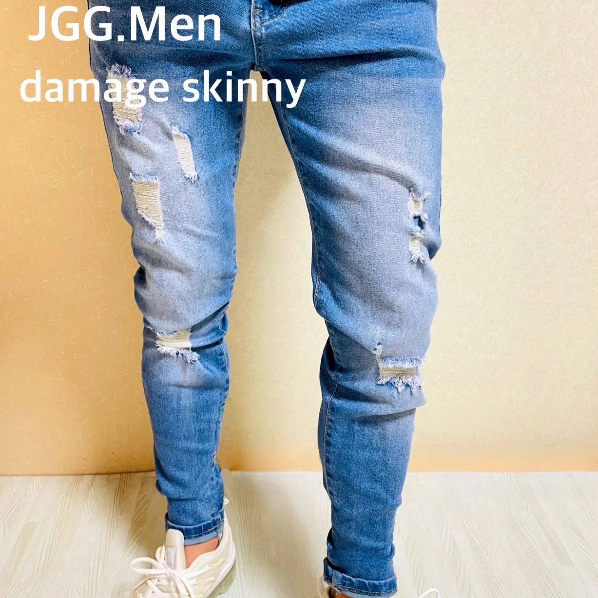 JGG.Men ジェギングメンスキニーパンツスキニーデニムダメージデニム