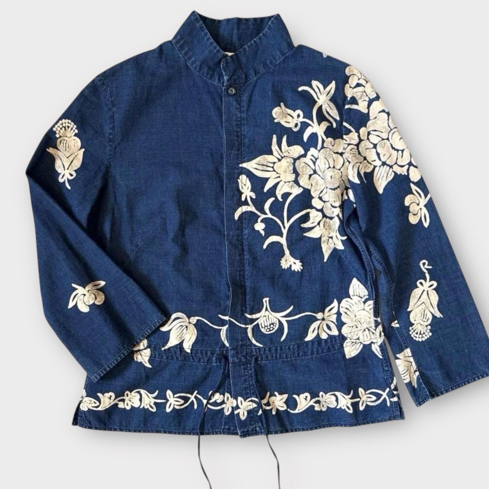 R by 45rpm フラワーインディゴ染めブラウス シャツ コットン100