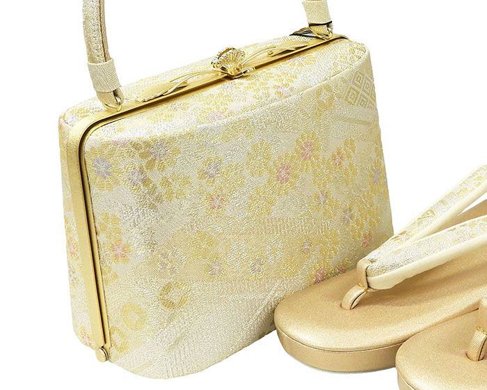 草履 バッグ 紗織 西陣織 帯地 草履 バッグセット フォーマル パール