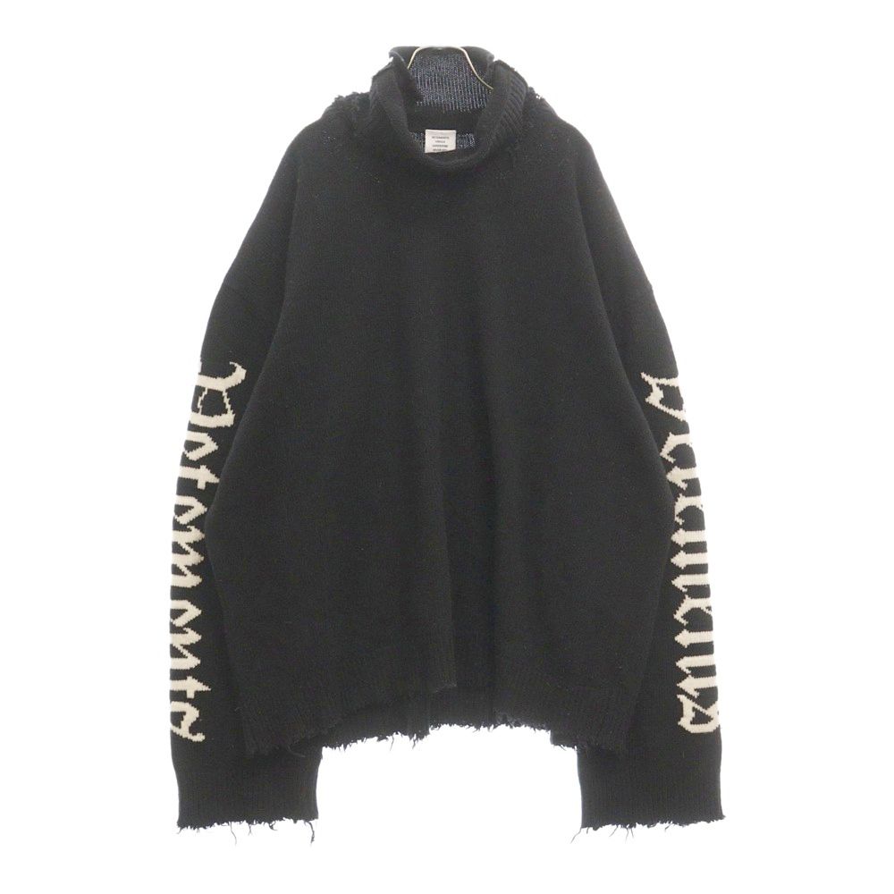 VETEMENTS (ヴェトモン) 21AW GOTHIC LOGO TURTLENECK SWEATER ゴシックロゴタートルネックセーター ニット  ブラック UAH21KN052 - メルカリ