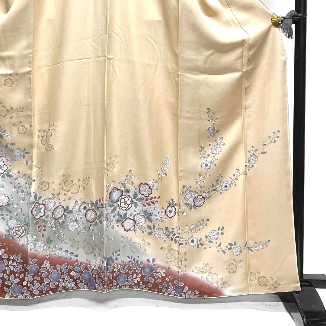 付け下げスワトウ刺繍唐花唐草市松アラベスク着物021a d 