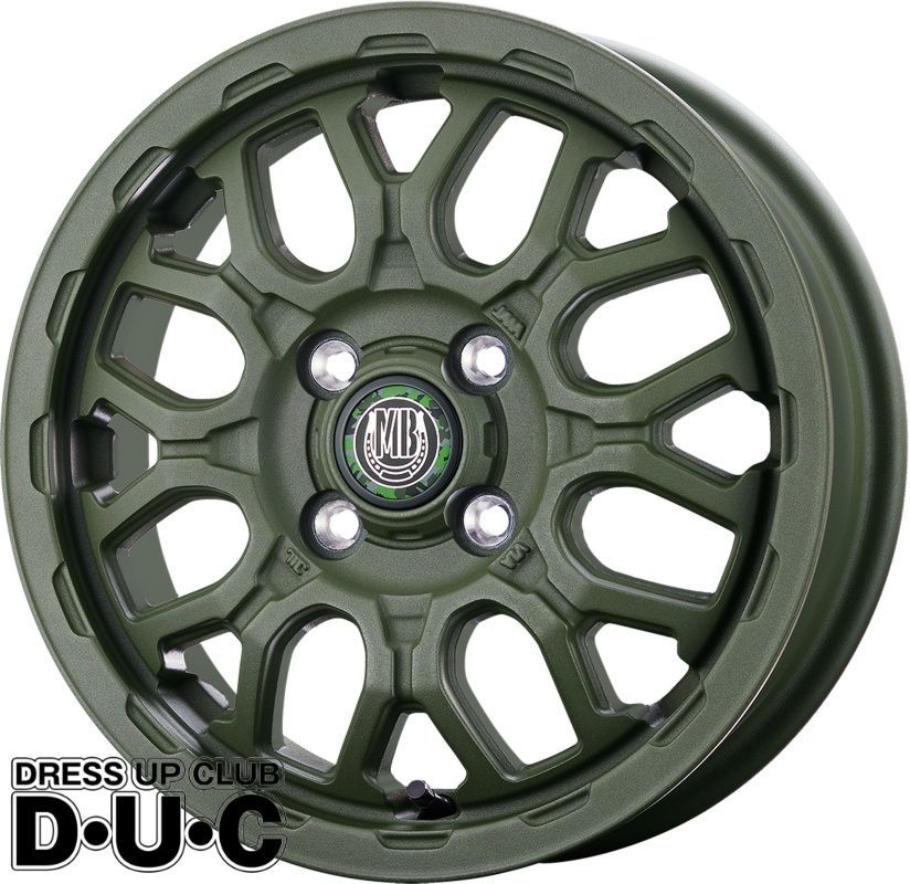 新色 軽トラ軽バン12インチ ホイール4本セット MUD BAHN XR-800M ME チッピンググリーン CGR 12-4.0 4-100 42 12-4.00B
