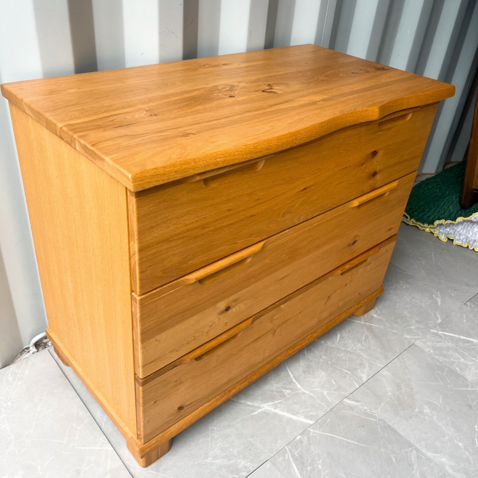 取付無料！起立木工 D-ORK 北欧風天然無垢材ナチュラル3段チェスト