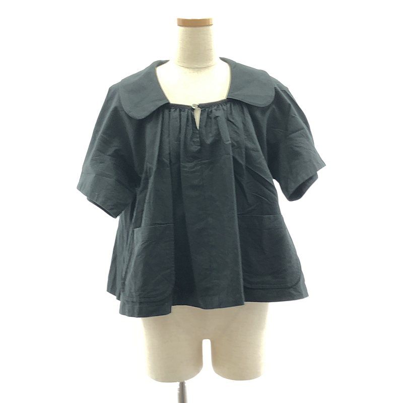 tricot COMME des GARCONS / トリココムデギャルソン | ラウンドカラー ギャザー プルオーバー ブラウス | S | ブラック | レディース tricot COMME des GARCONS / トリココムデギャルソン | ラウンド
