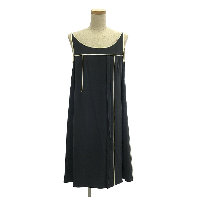 PRADA プラダ パイピング ライン サイドジップ ドレス ワンピース 38S ブラック レディース