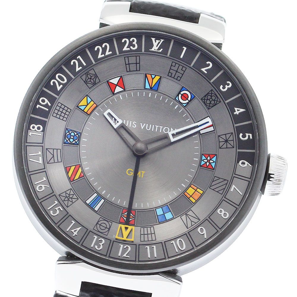 ルイ・ヴィトン LOUIS VUITTON QA097 タンブール ムーンデュアルタイム  