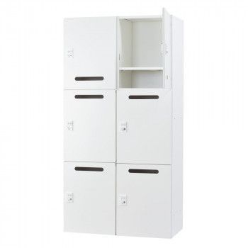 豊國工業 パーソナルロッカー 2列3段 H1740 ダイヤル錠 開口付 棚板付 ホワイト HOS-PDAT17406X-W BN-90色 ホワイト