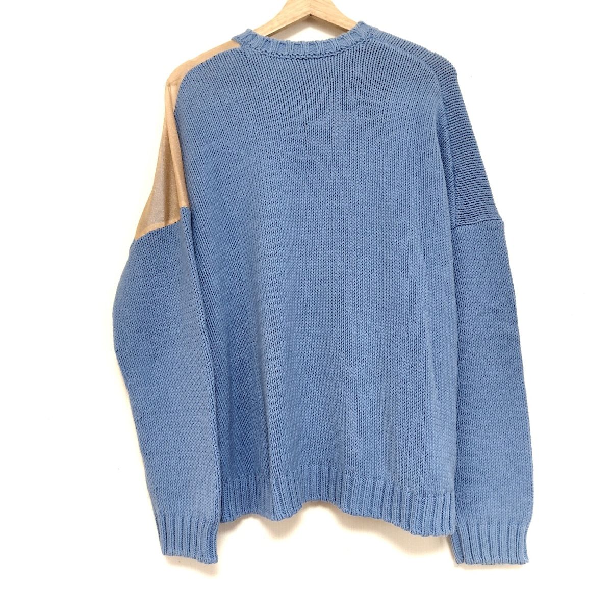 CINOH チノ 長袖セーター サイズ38 M レディース - ブルー×ベージュ クルーネック シースルー