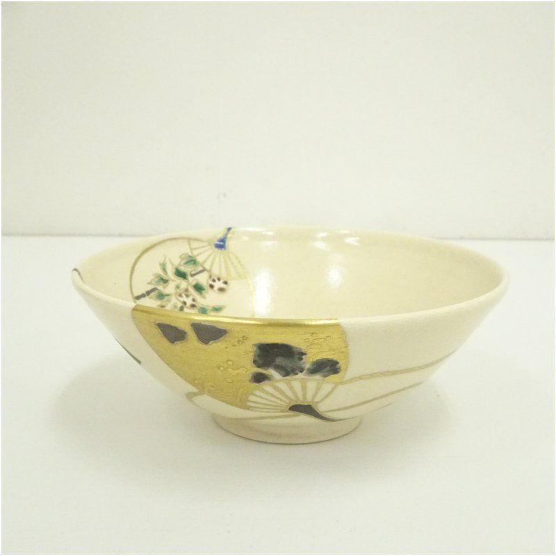 京焼 鳴滝窯 橋本城岳造 乾山写桔梗文茶碗（共箱） 茶道 抹茶 おしゃれ