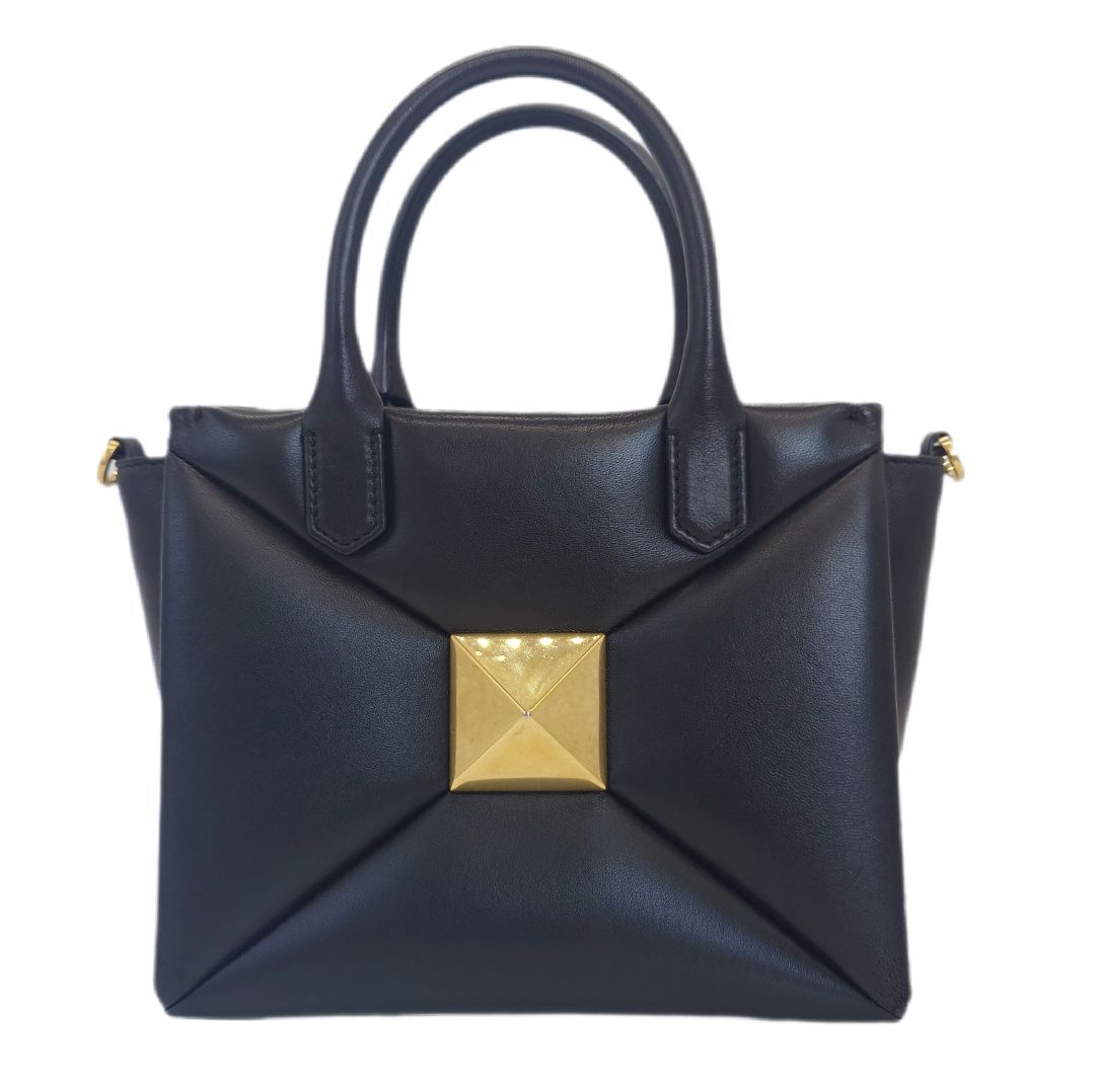 ヴァレンティノガラヴァーニ ハンドバッグ 2way レザー 黒 ワンスタッズ ヴァレンティノガラヴァーニ ハンドバッグ 2way レザー 黒 ワンスタッズ