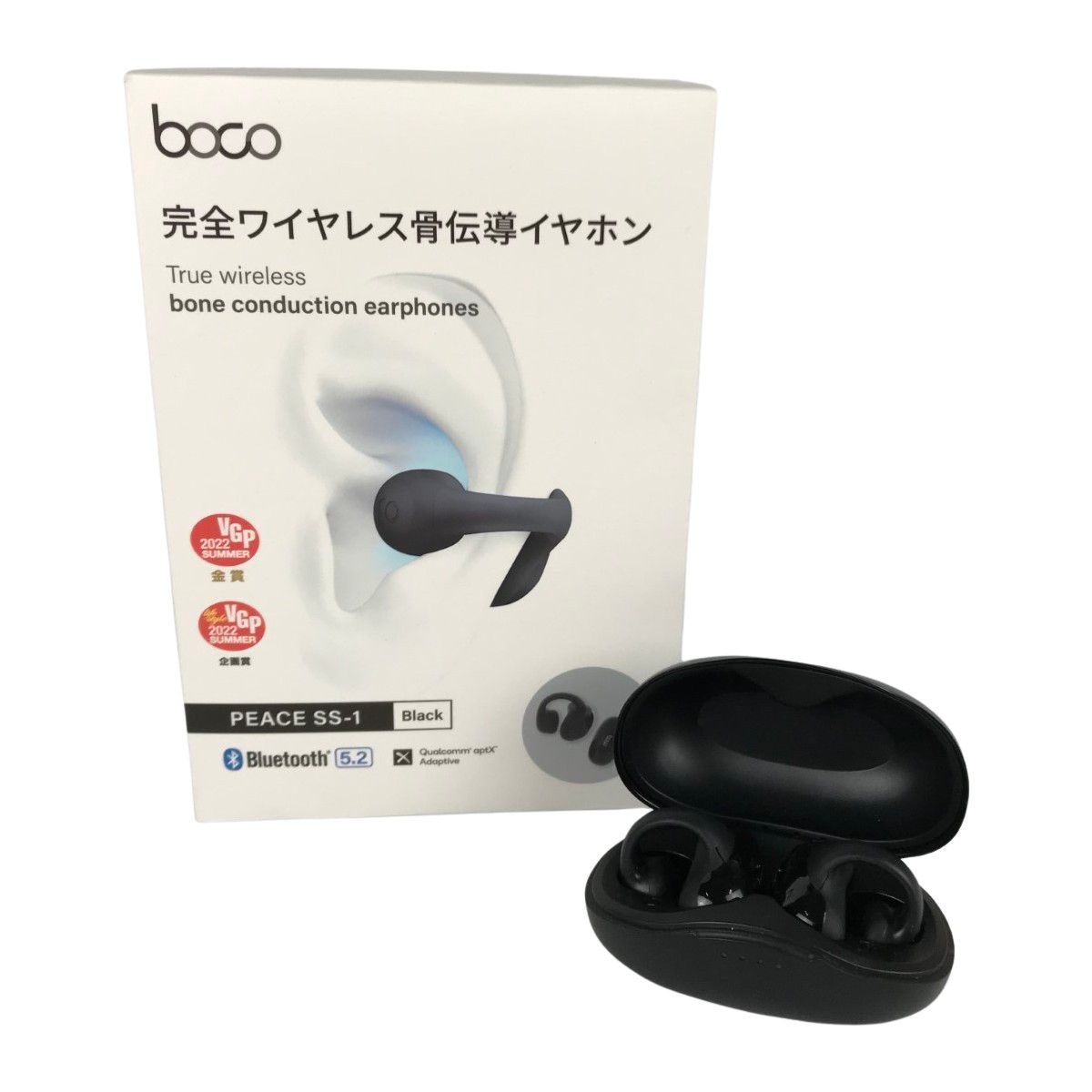 【新品】boco PEACE SS-1 ワイヤレスイヤホン ブラック 完全ワイヤレス骨伝導イヤホン PEACE SS-1(BK/WH) | earsopen - 耳を