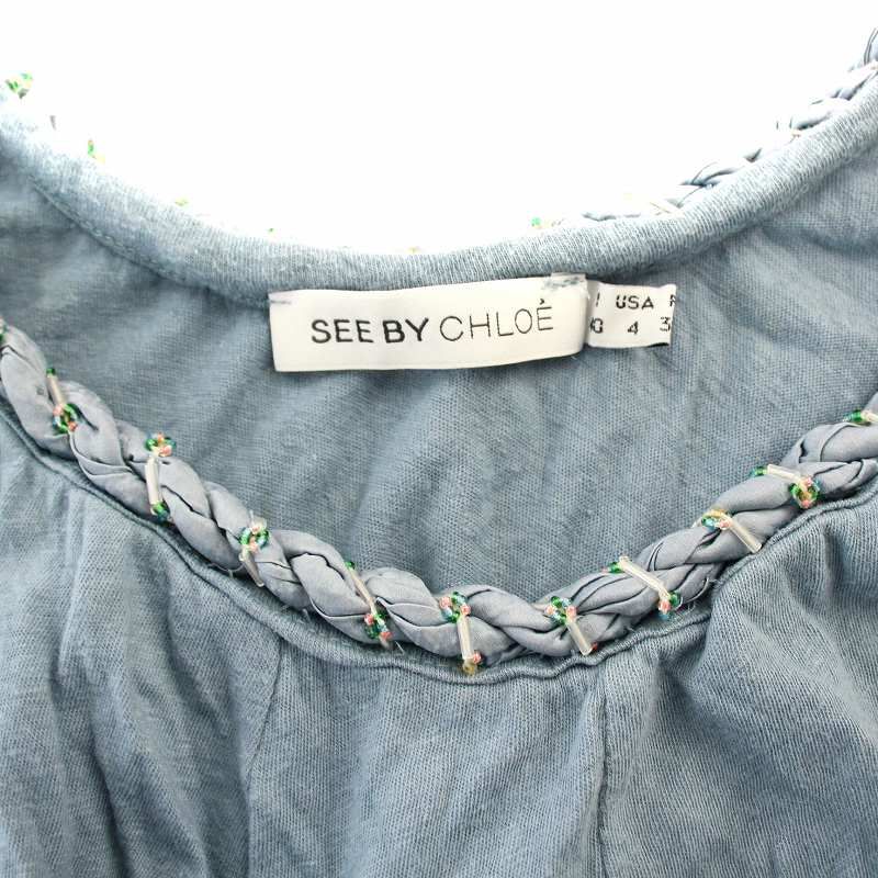シーバイクロエ【S】ノースリーブワンピース チュニック丈　シルク シーバイクロエ SEE BY CHLOE チュニック ノースリーブ シルク