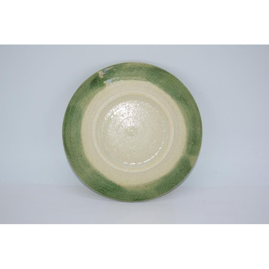 珉平焼き 明平焼き 龍紋図 楕円形 淡路焼 菓子皿 豆皿 艶のある美品