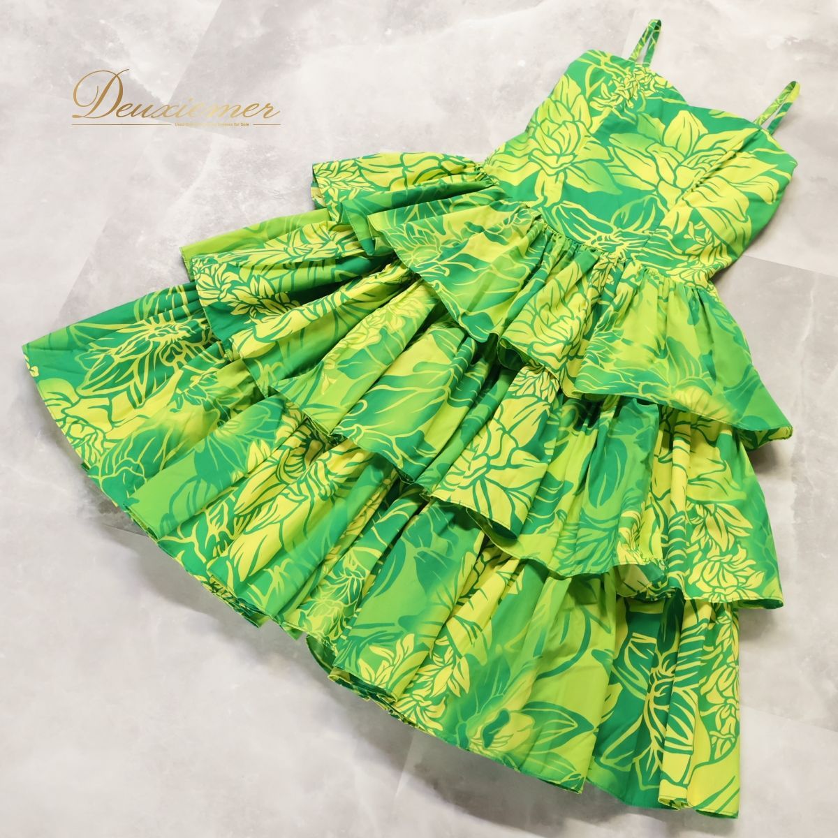 ハワイ製 フラダンス衣装】グリーン系 CC Fashions ワンピース ドレス 